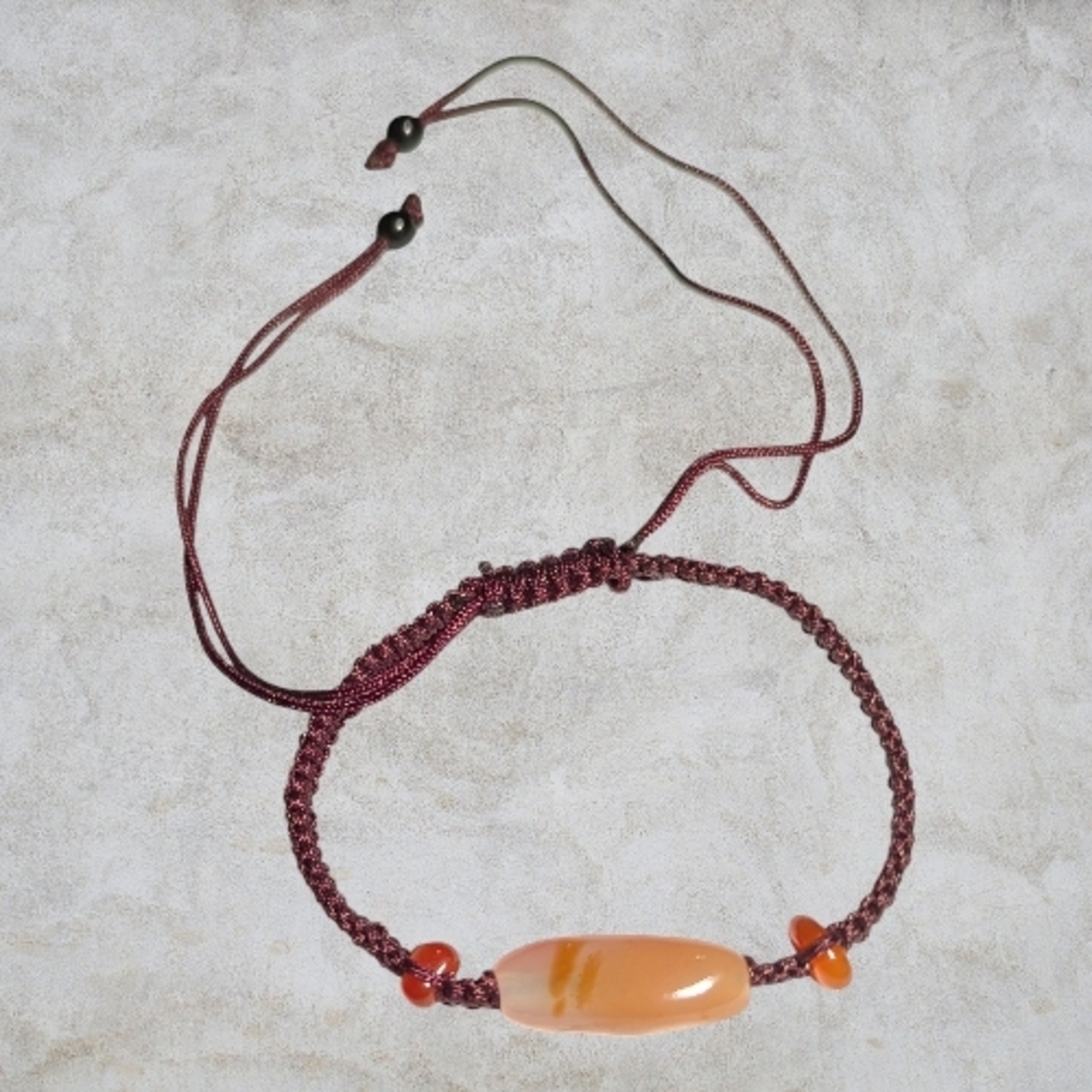 Macrame Beaded Agate Adjustable Bracelet New